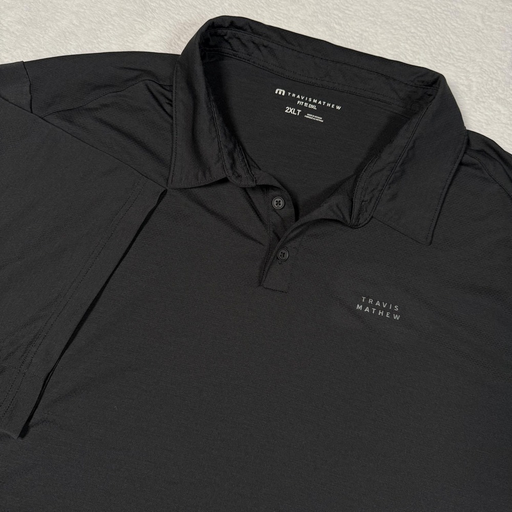 TravisMathew Polo Shirt Mens 2XLT Black Fit By DXL Golf Performance Stretch